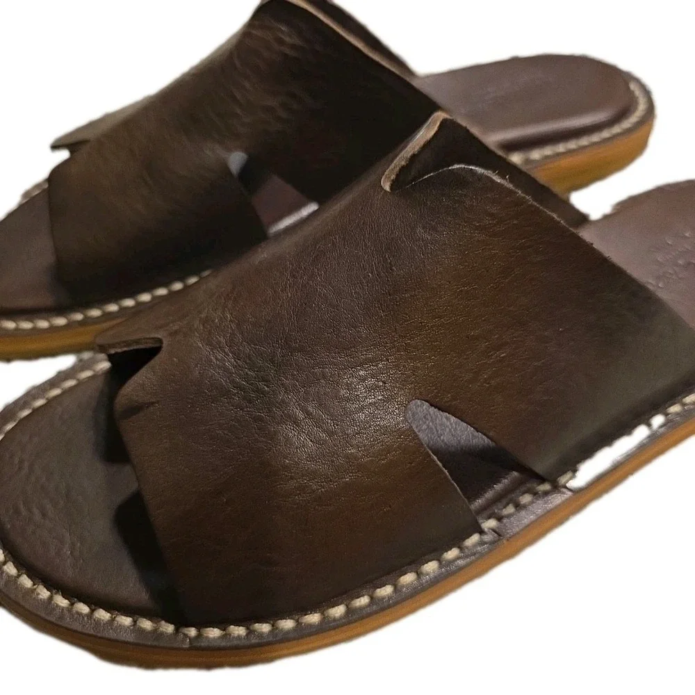 NICE Astorflex Haichflex Brown Leather Sandals Size 44 Made In Italy Vera Pelle
